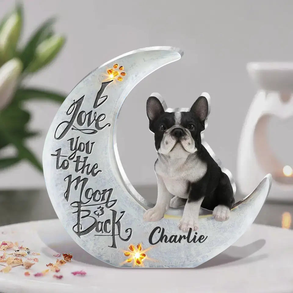 Personalized Dog Acrylic Plaque - Mother's Day Gift Idea For Dog Lover - I Love You To The Moon And Back
