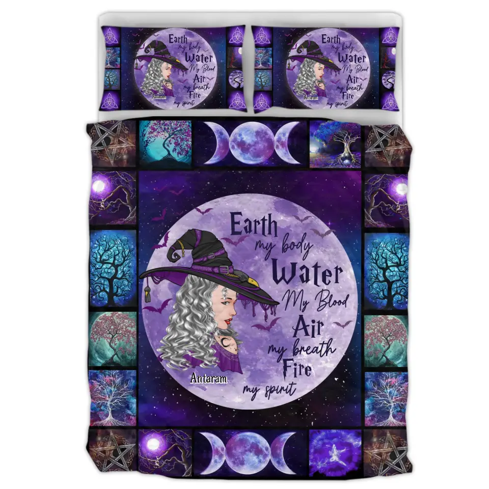 Personalized Witch Quilt Bed Sets - Gift Idea For Witch Lovers - Earth My Body Water My Blood Air My Breath Fire My Spirit