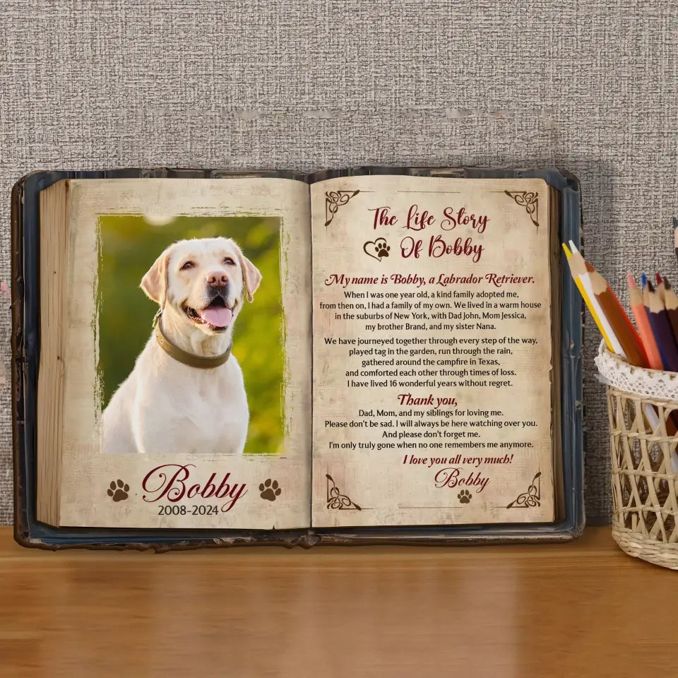 Personalized The Life Story Of Dog 2 Layered Wooden Art - Custom Dog's Story And Photo - Memorial Gift Idea For Dog Lover