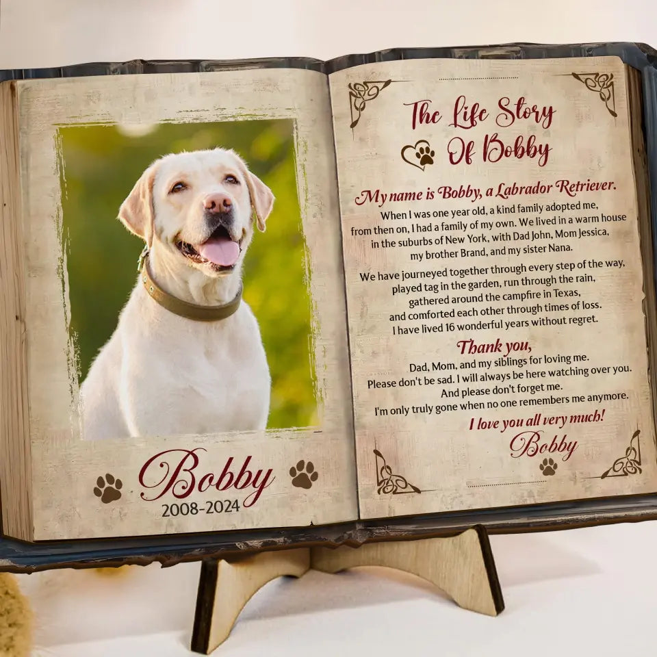 Personalized The Life Story Of Dog 2 Layered Wooden Art - Custom Dog's Story And Photo - Memorial Gift Idea For Dog Lover