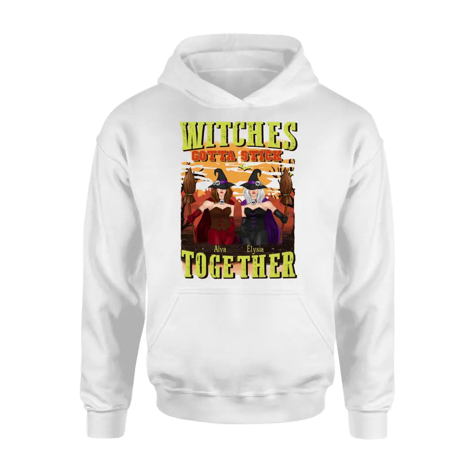Personalized Witch Besties T-shirt/Long Sleeve/Sweatshirt/Hoodie - Halloween Gift Idea For Friends/Besties/Sisters - Witches Gotta Stick Together