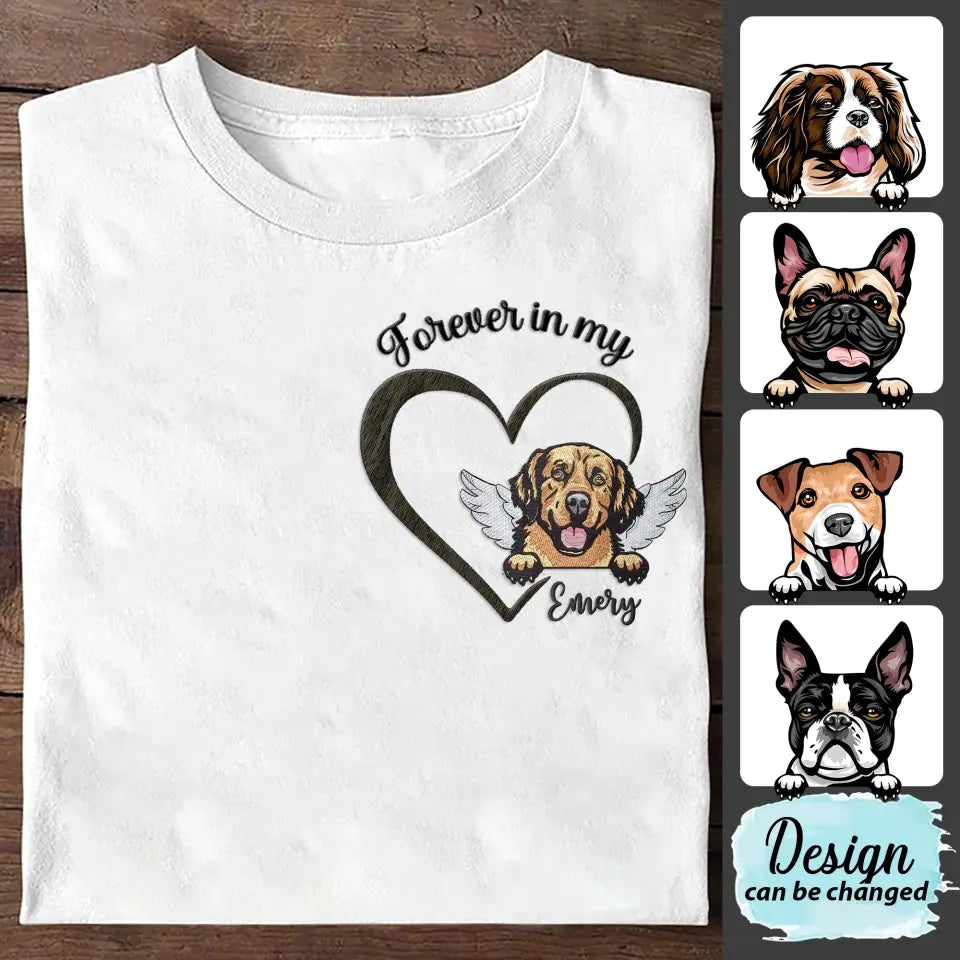 Personalized Dog Embroidered T-shirt/Sweater/Hoodie - Memorial Gift Idea For Dog Lover - Forever In My