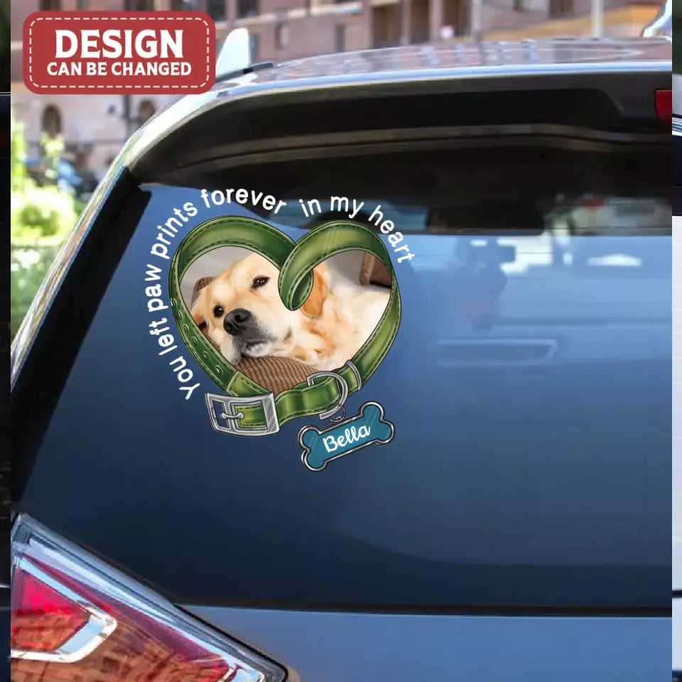Personalized Memorial Dog Photo Decal - Memorial Gift Idea For Dog Lover - Upload Photo - You Left Paw Prints Forever In My Heart