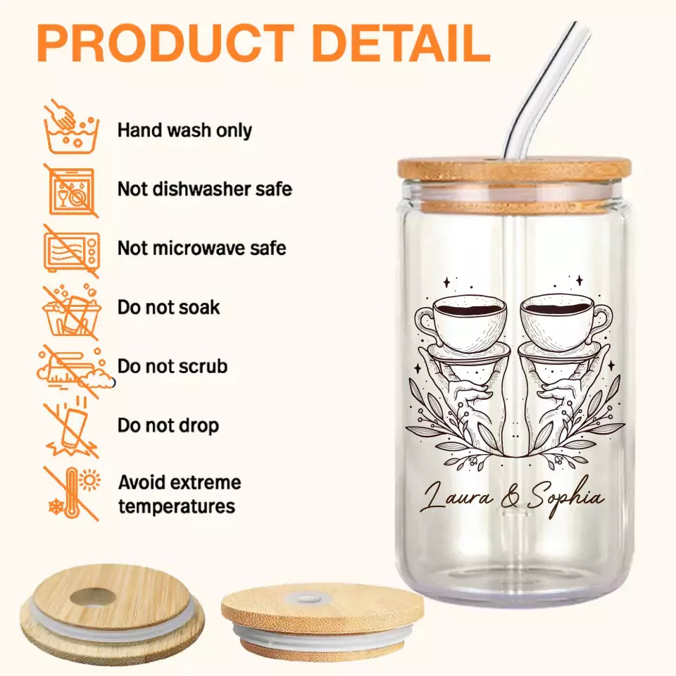 Personalized Best-tea Witch Friend Transparent Glass Tumbler With Straw - Gift Idea For Friends/Sisters/Besties - You're My Favorite Witch To Witch About Witches With