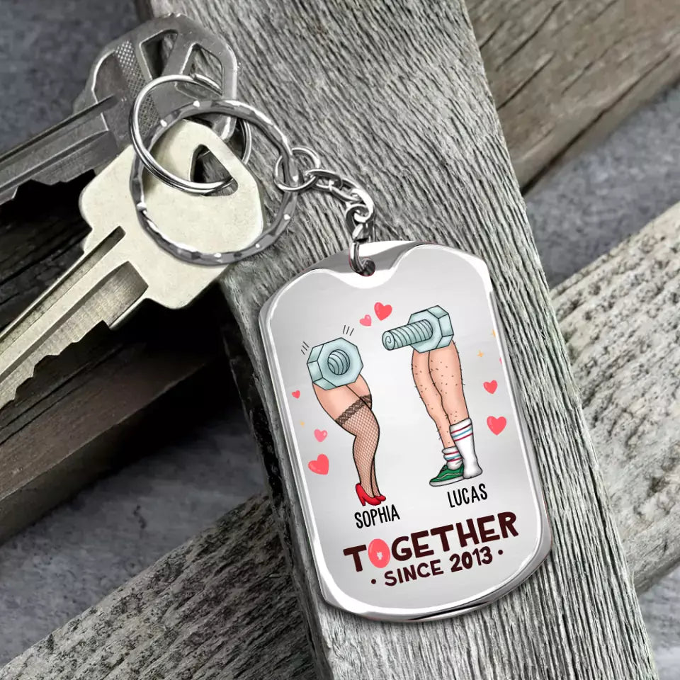 Personalized Nut And Screw Couple Aluminium Keychain - Gift Idea For Couple/Him And Her - After All Those Years, I'm "Steel" Nut About You