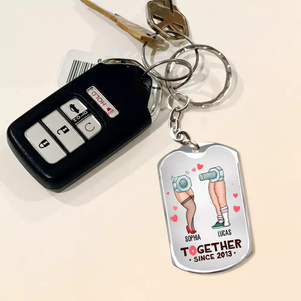 Personalized Nut And Screw Couple Aluminium Keychain - Gift Idea For Couple/Him And Her - After All Those Years, I'm "Steel" Nut About You