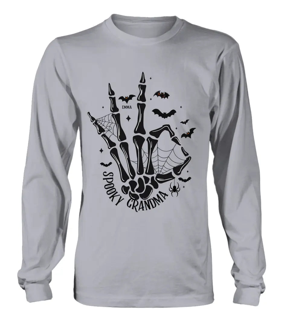 Personalized Spooky Skeleton T-shirt/Long Sleeve/Sweatshirt/Hoodie - Holliday Gift Idea For Grandma/Mother - Up to 10 Kids