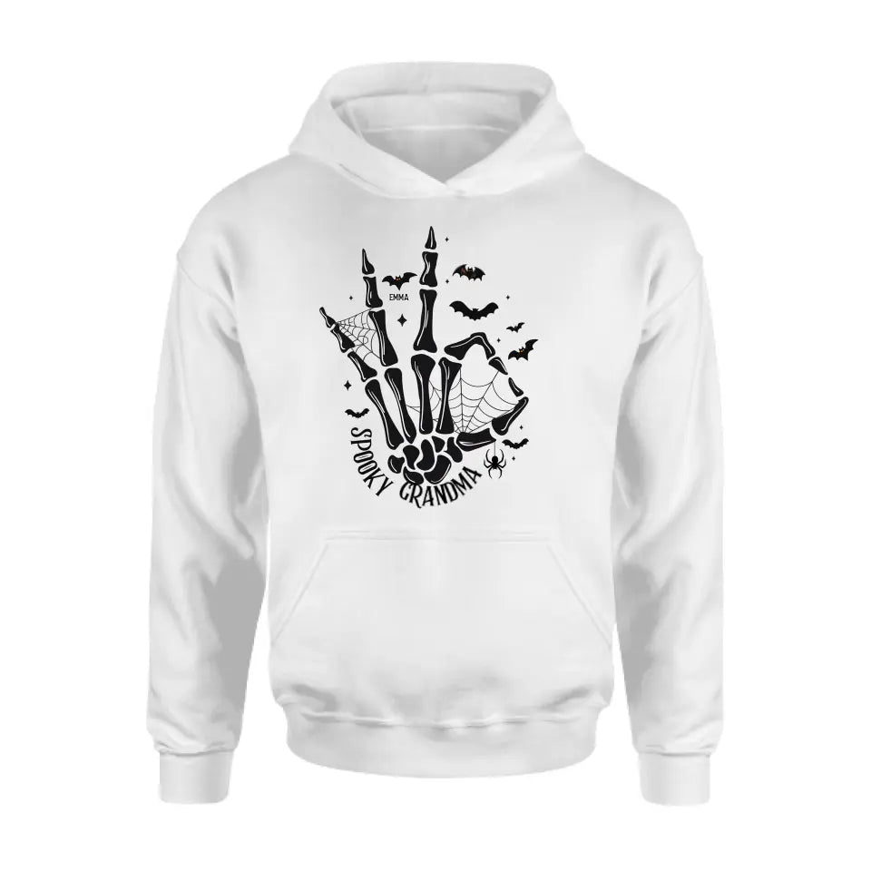 Personalized Spooky Skeleton T-shirt/Long Sleeve/Sweatshirt/Hoodie - Holliday Gift Idea For Grandma/Mother - Up to 10 Kids