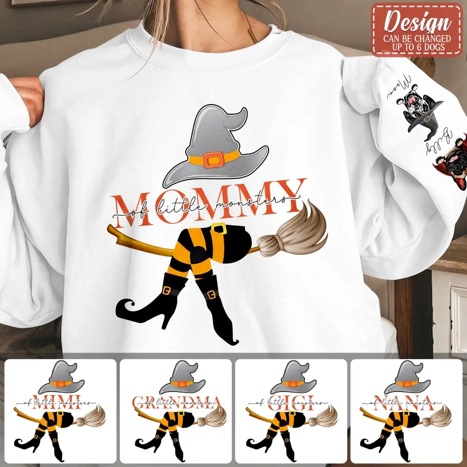 Personalized Mommy Of Little Monsters AOP Sweater - Up to 6 Dogs - Halloween Gift Idea For Dog Mom