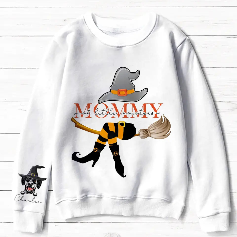 Personalized Mommy Of Little Monsters AOP Sweater - Up to 6 Dogs - Halloween Gift Idea For Dog Mom