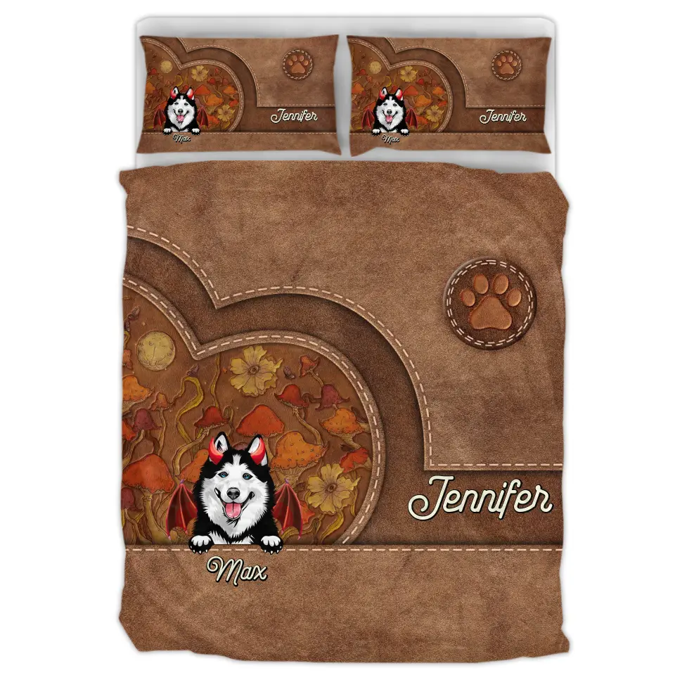 Personalized Dog Halloween Quilt Bed Sets - Gift Idea For Dog Lover - Up to 6 Dogs