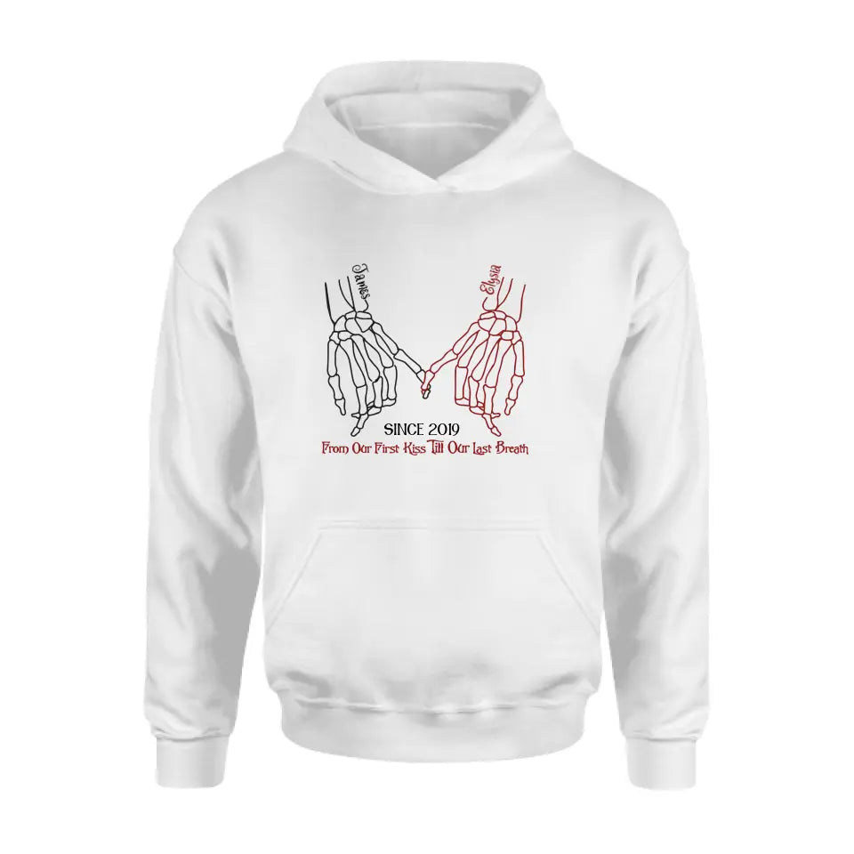 Personalized Couple Halloween T-shirt/Long Sleeve/Sweatshirt/Hoodie - Gift Idea For Couple - From Our First Kiss Till Our Last Breath