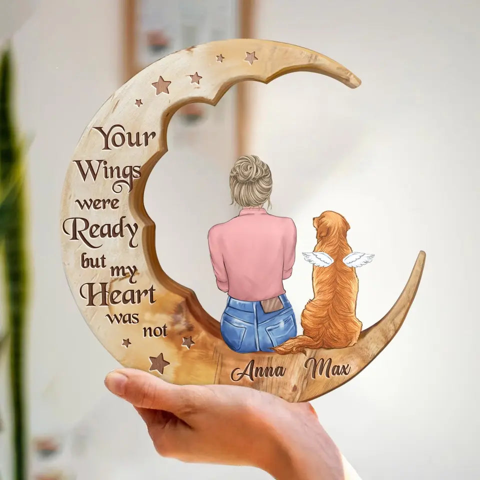 Personalized Memorial Cat Moon Wooden Art - Memorial Gift Idea for Cat/Dog Lover - I Love You To The Moon And Back