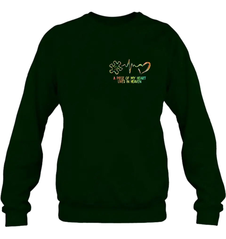 Personalized Memorial T-Shirt/Hoodie - Memorial Gift For Family Member - A Piece Of My Heart Lives In Heaven