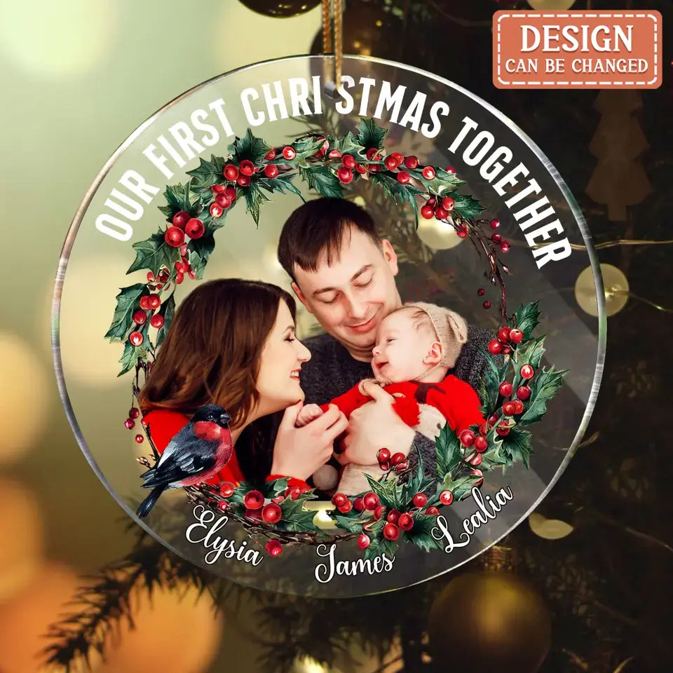 Custom Personalized Christmas Acrylic Ornament - Christmas Gift Idea For Couple/ Family - Upload Photo - Our First Christmas Together