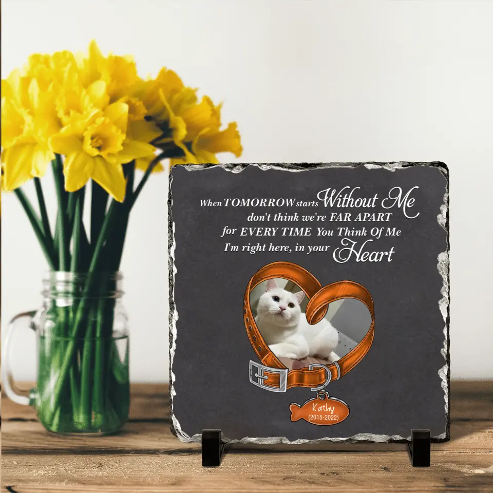 Personalized Memorial Cat Photo Square Lithograph - Gift Idea For Pet Lover/Cat Lovers - When Tomorrow Starts Without Me