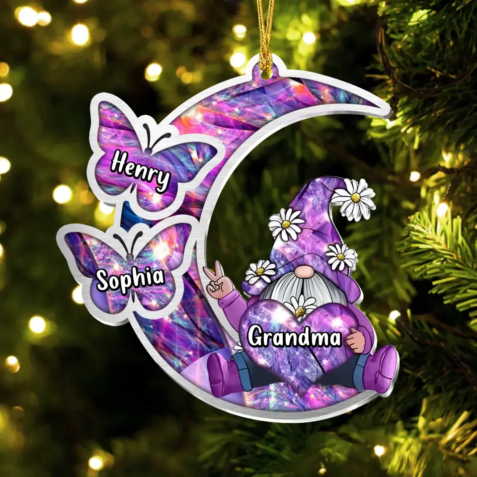 Personalized Sparkling Grandma Nana With Sweet Butterfly Kids Acrylic  Car Ornament - Gift Idea To Grandma/Mother - Up to 5 Kids