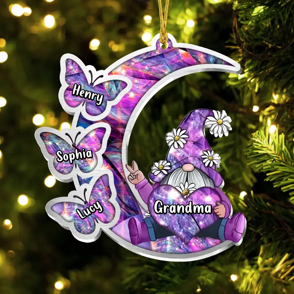 Personalized Sparkling Grandma Nana With Sweet Butterfly Kids Acrylic  Car Ornament - Gift Idea To Grandma/Mother - Up to 5 Kids