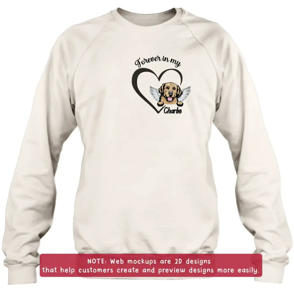 Personalized Dog Embroidered T-shirt/Sweater/Hoodie - Memorial Gift Idea For Dog Mom/Dog Dad - Forever In My