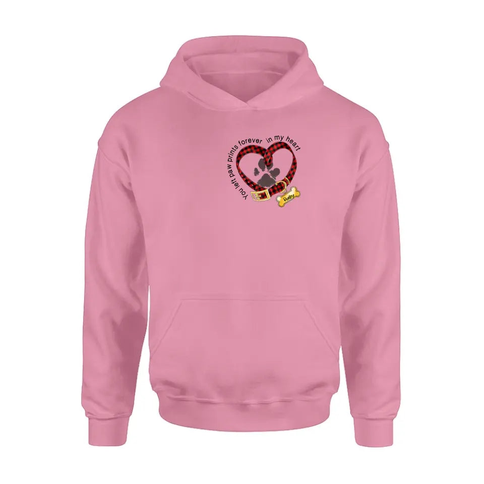 Personalized Dog T-shirt/Hoodie - Christmas Gift Idea For Dog Lover - You Left Paw Prints Forever In My Heart