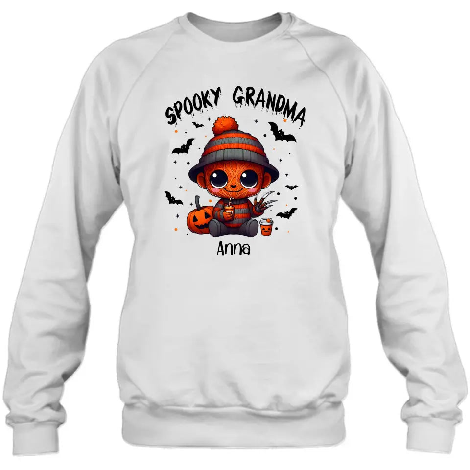 Personalized Spooky Grandma T-shirt/Long Sleeve/Sweatshirt/Hoodie - Holliday Gift Idea For Grandma/Mother - Up to 6 Kids