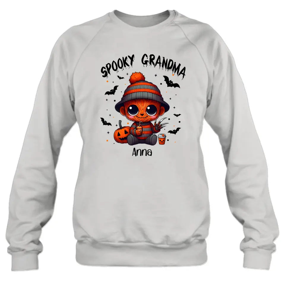 Personalized Spooky Grandma T-shirt/Long Sleeve/Sweatshirt/Hoodie - Holliday Gift Idea For Grandma/Mother - Up to 6 Kids