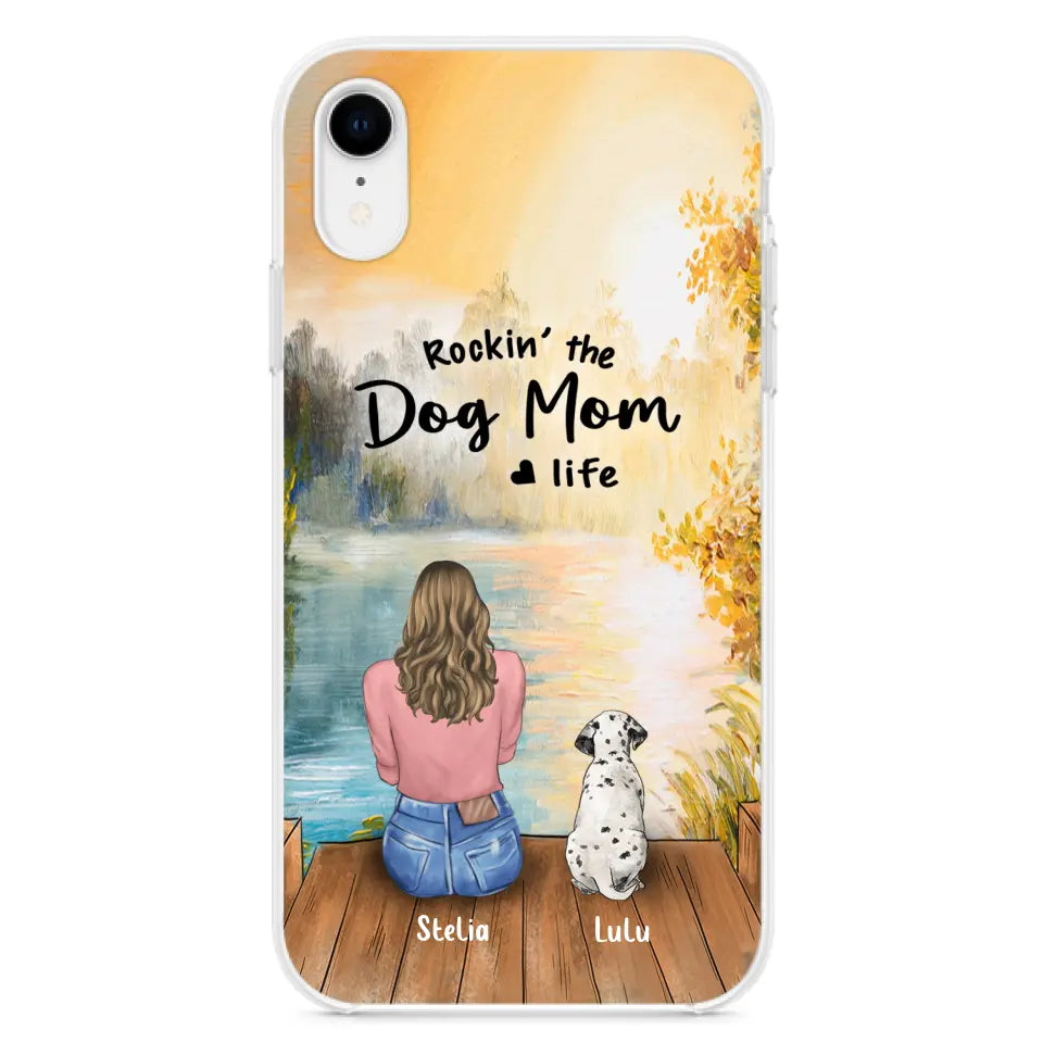 Custom Personalized Dog Mom Phone Case - Gifts For Dog Lovers With Upto 4 Dogs - Rockin' The Dog Mom Life - Case For iPhone, Samsung And Xiaomi