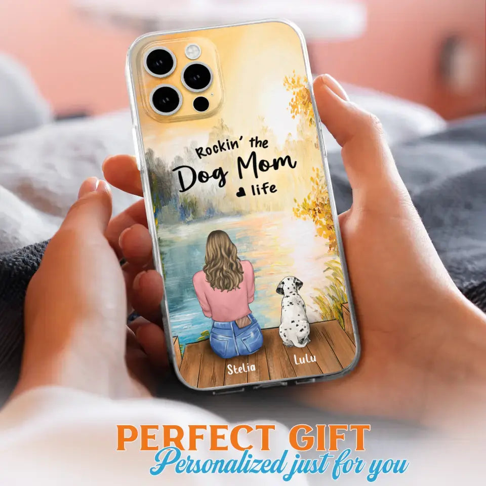 Custom Personalized Dog Mom Phone Case - Gifts For Dog Lovers With Upto 4 Dogs - Rockin' The Dog Mom Life - Case For iPhone, Samsung And Xiaomi