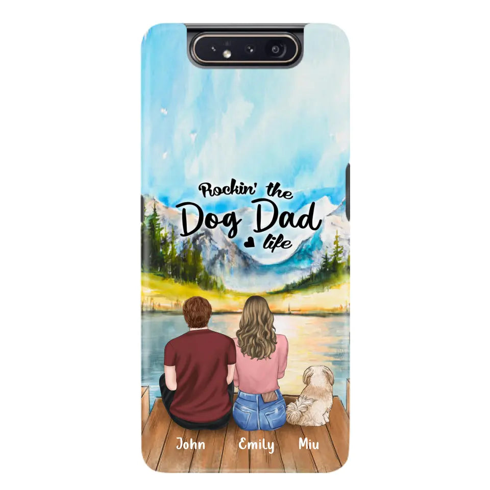 Custom Personalized Pet Parents Phone Case - Parents & Upto 3 Pets - Gifts For Dog Lovers,Cat Lovers - Rockin' The Dog Dad Life