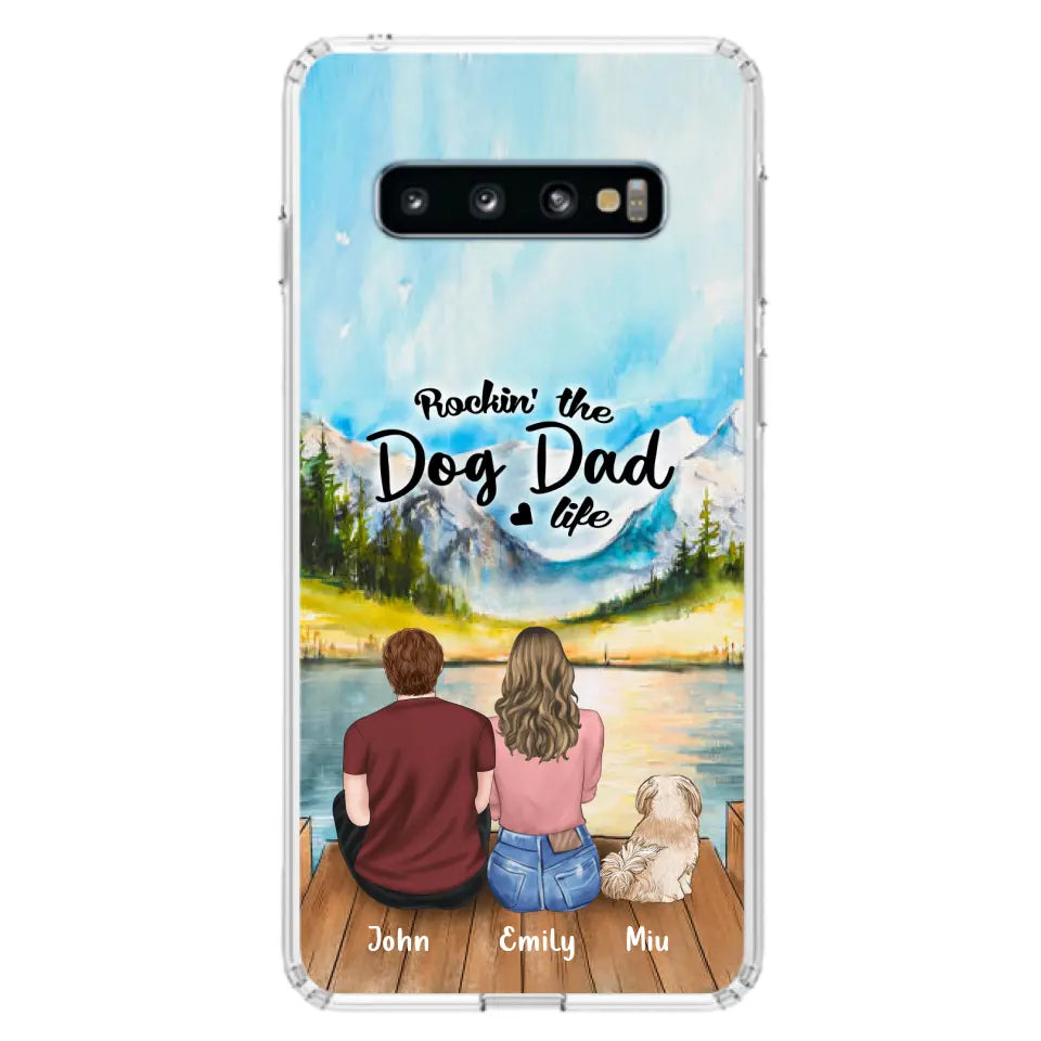 Custom Personalized Pet Parents Phone Case - Parents & Upto 3 Pets - Gifts For Dog Lovers,Cat Lovers - Rockin' The Dog Dad Life