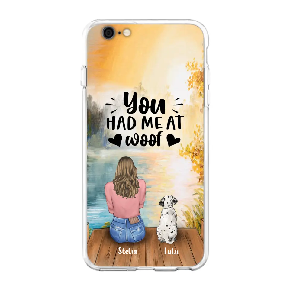 Custom Personalized Dog Mom Phone Case - Best Gift Idea For Dog Lovers - Upto 4 Dogs - You Had Me At Woof - Case For iPhone, Samsung And Xiaomi