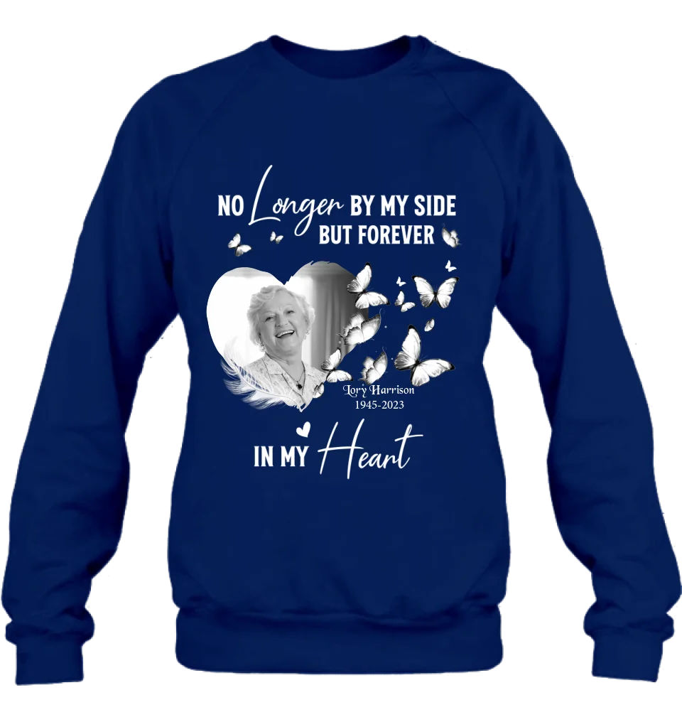 Personalized Memorial Photo Shirt/Hoodie - Memorial Gift Idea for Loss Mom/Dad - No Longer By My Side But Forever In My Heart