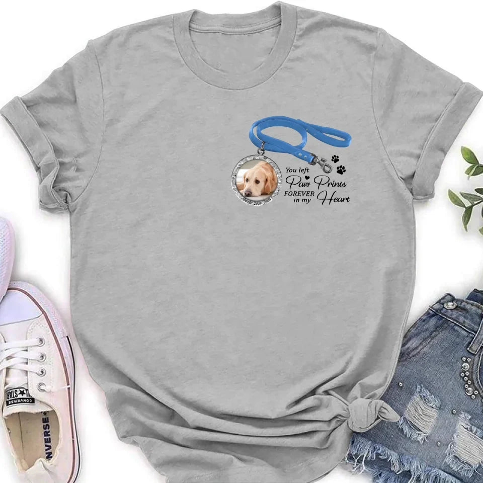 Personalized Memorial Dog Lead T-shirt/Hoodie - Memorial Gift Idea For Dog Lover - You Left Paw Prints Forever In My Heart