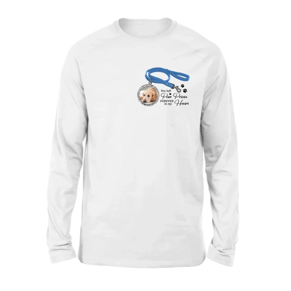 Personalized Memorial Dog Lead T-shirt/Hoodie - Memorial Gift Idea For Dog Lover - You Left Paw Prints Forever In My Heart