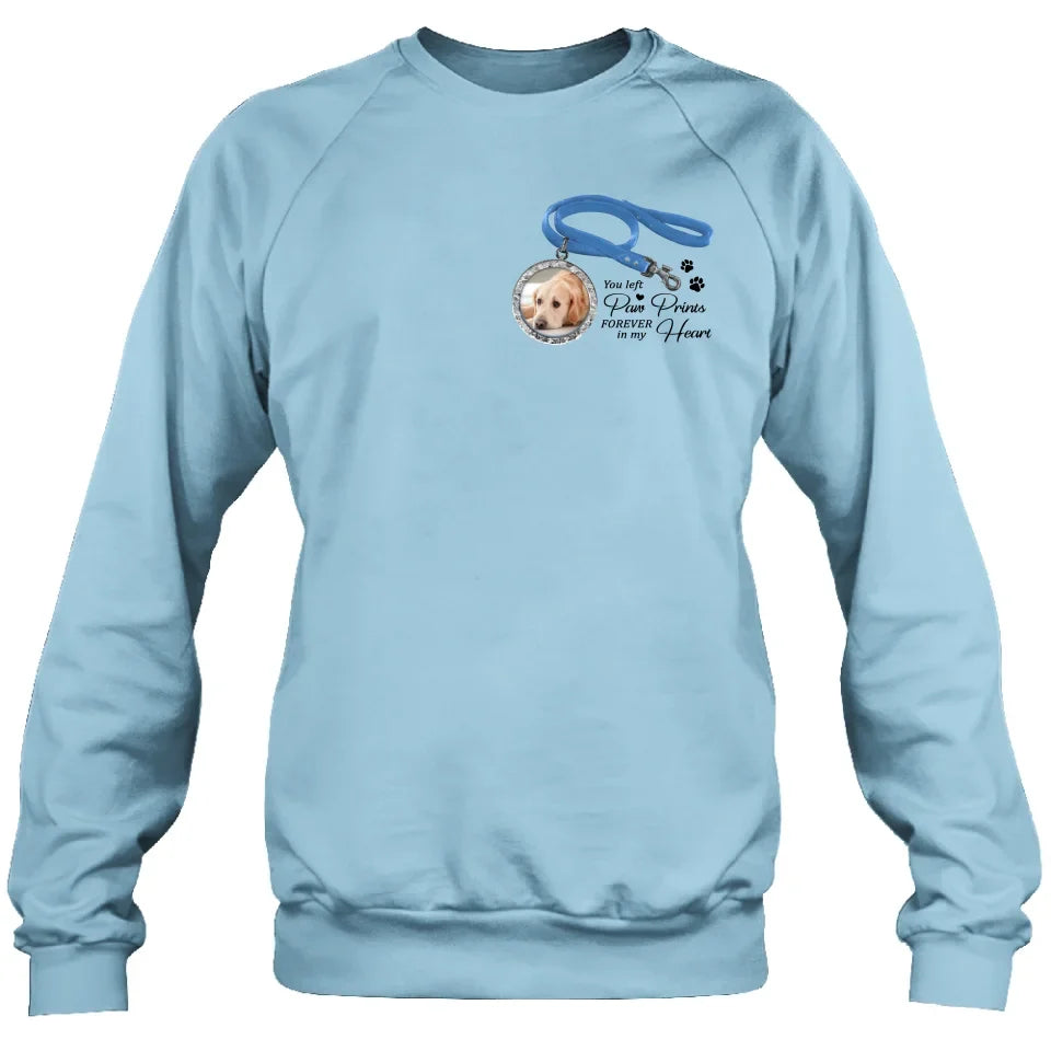 Personalized Memorial Dog Lead T-shirt/Hoodie - Memorial Gift Idea For Dog Lover - You Left Paw Prints Forever In My Heart