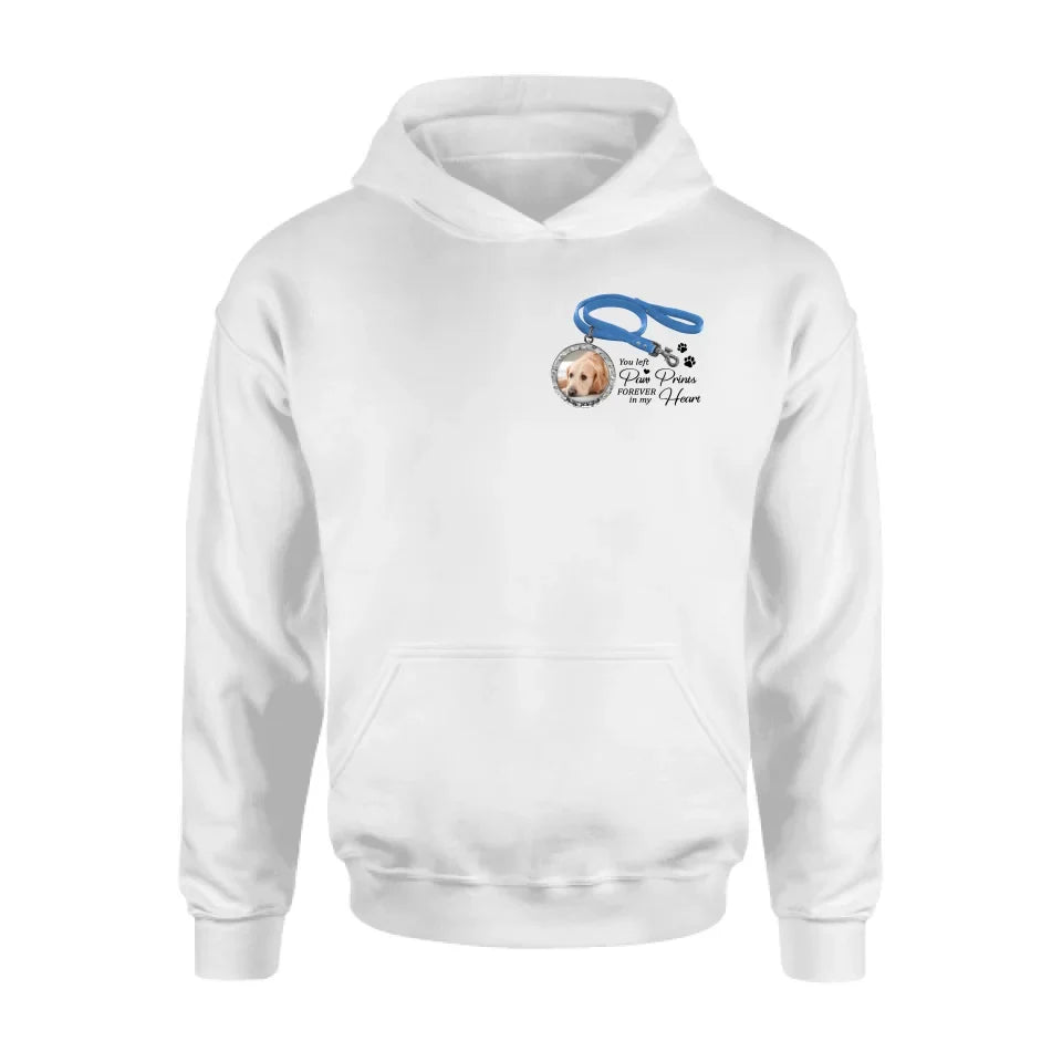 Personalized Memorial Dog Lead T-shirt/Hoodie - Memorial Gift Idea For Dog Lover - You Left Paw Prints Forever In My Heart