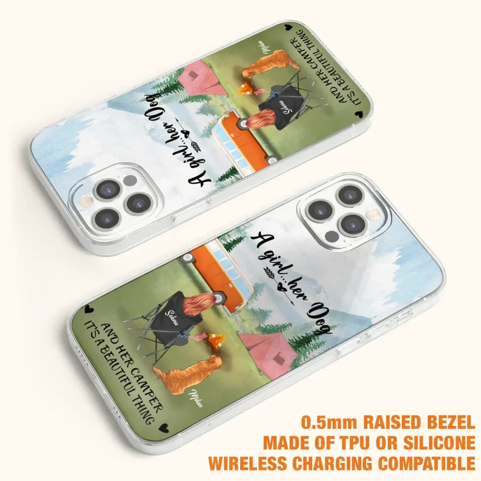 Custom Personalized Dog Mom Camping Phone Case - Mom With Upto 4 Dogs - Best Gift For Dog Lovers - For iPhone And Samsung Phone Case