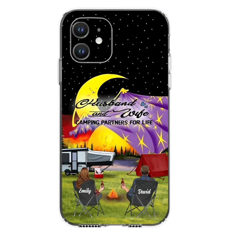 Custom Personalized Camping Phone Case - Couple/ Parents With Upto 3 Kids And 4 Pets - Gift Idea For Camping Lover - Case For iPhone And Samsung