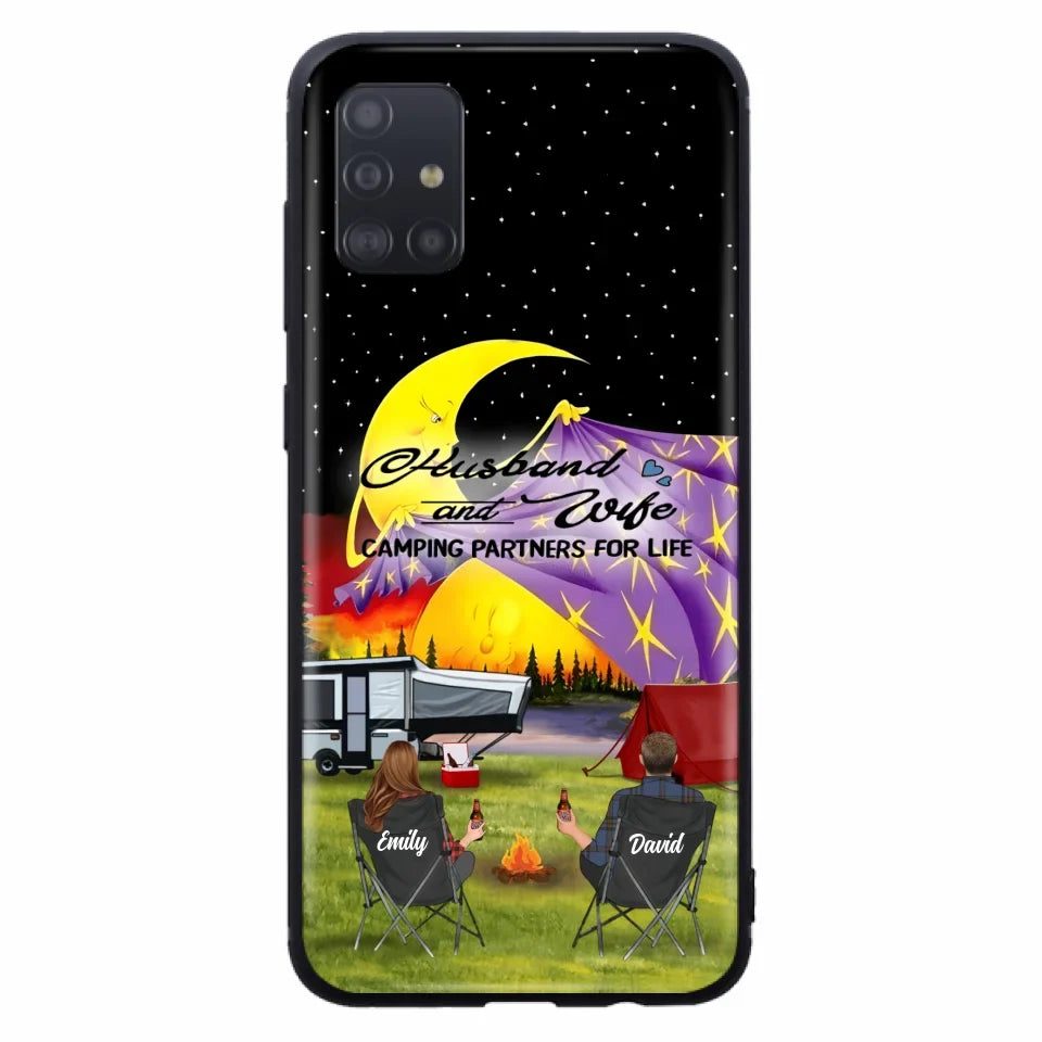 Custom Personalized Camping Phone Case - Couple/ Parents With Upto 3 Kids And 4 Pets - Gift Idea For Camping Lover - Case For iPhone And Samsung