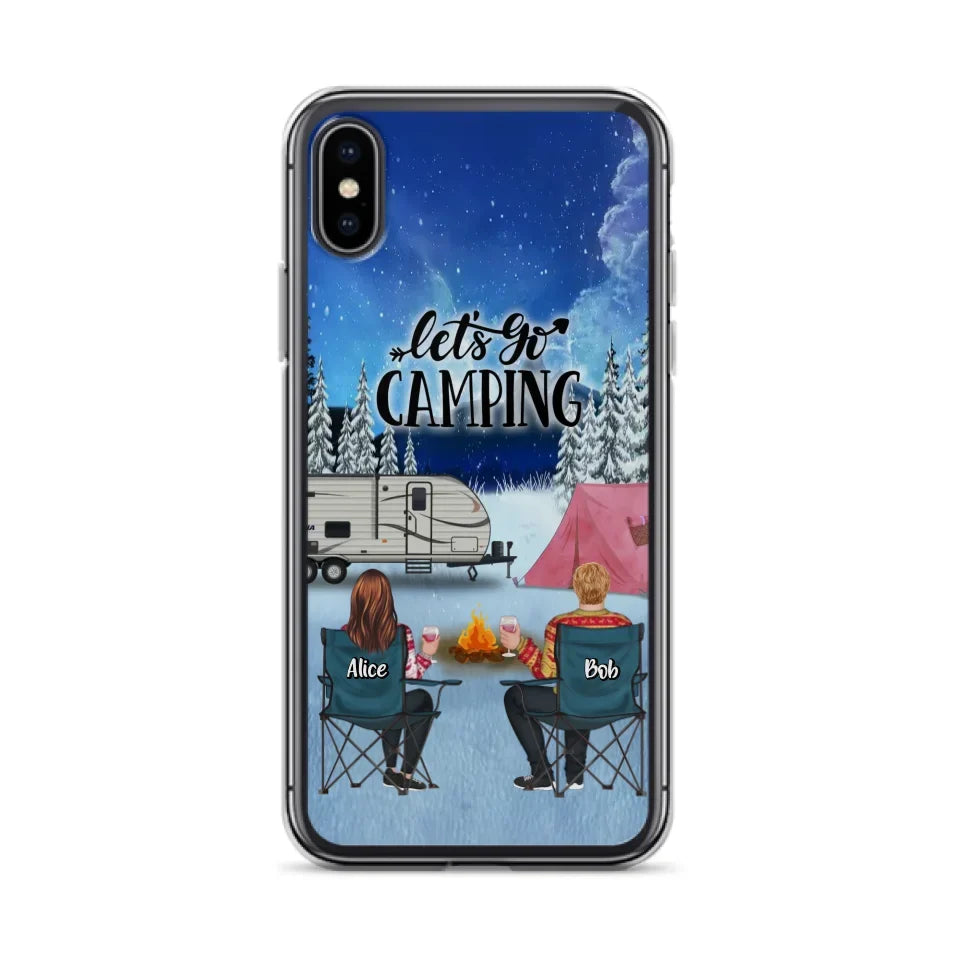 Personalized Christmas Camping Phone Case - Christmas Gift For Family/Couple/Camping Lover - Up to 2 Kids and 3 Pets - Let's Go Camping - Case For iPhone And Samsung