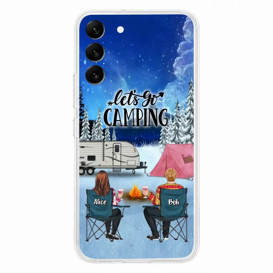 Personalized Christmas Camping Phone Case - Christmas Gift For Family/Couple/Camping Lover - Up to 2 Kids and 3 Pets - Let's Go Camping - Case For iPhone And Samsung