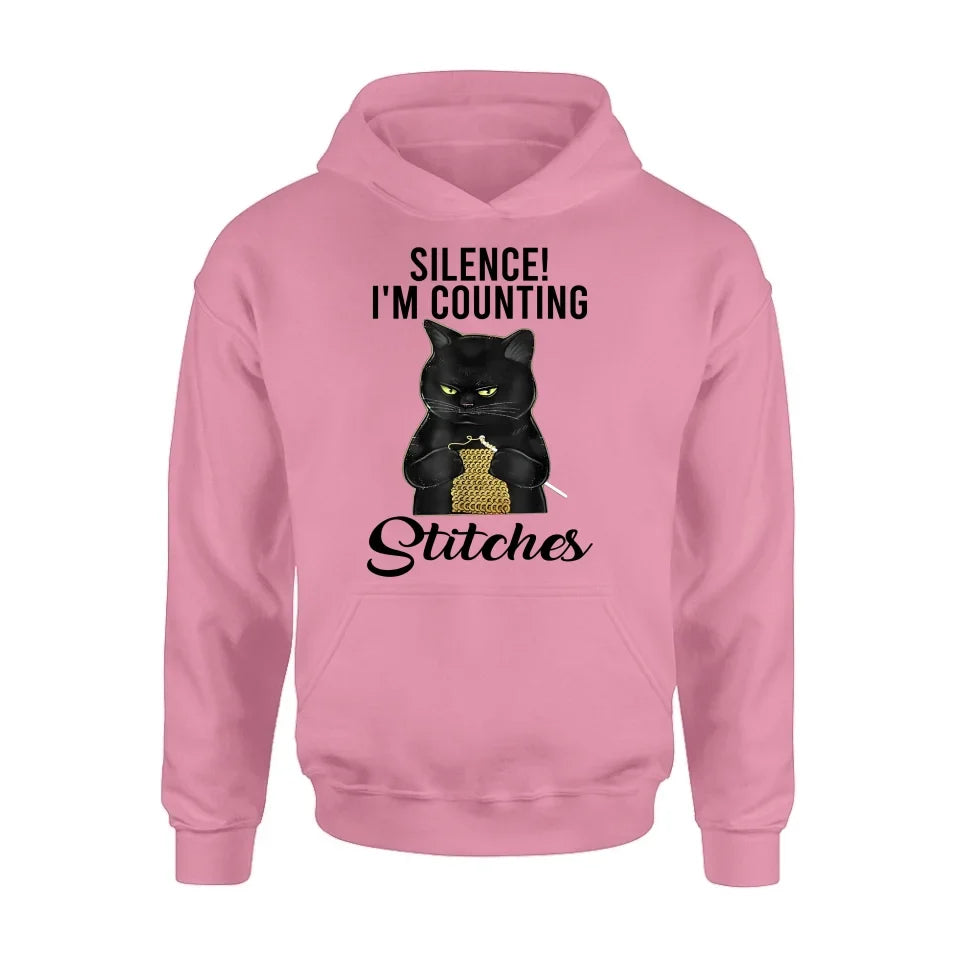 Personalized Cat T-shirt/Long Sleeve/Sweatshirt/Hoodie - Gift Idea For Knitting Lover - Silence I'm Counting Stitches