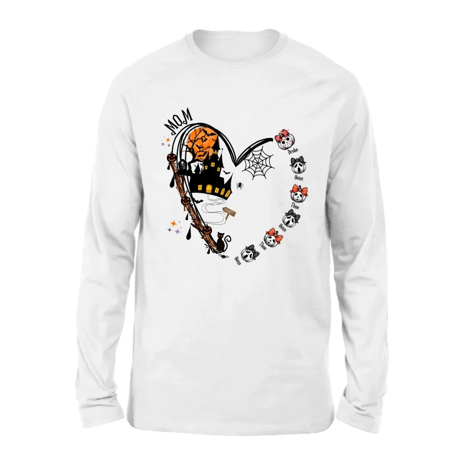 Personalized Halloween Grandma Heart  T-shirt/Long Sleeve/Sweatshirt/Hoodie - Up to 6 Kids - Gift Idea For Grandma/Mom