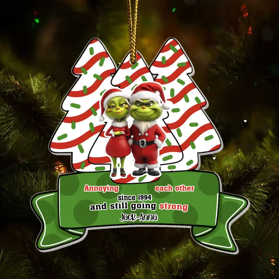 Personalized Grinc Old Couple Acrylic Ornament - Christmas Gift For Couple - Growing Old With Someone You Love Is Priceless