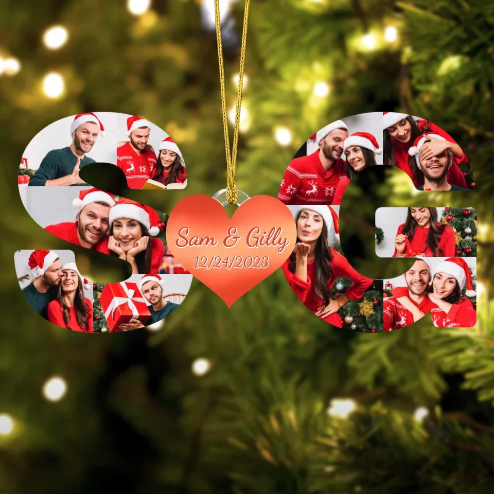 Personalized Couple Acrylic Ornament - Alphabet Heart Couple Photo - Gift Idea For Couple/Christmas
