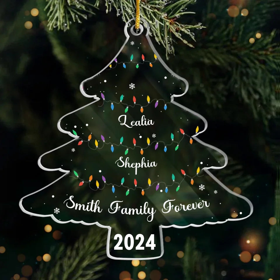 Personalized Family Name Acrylic Ornament - Christmas Gift For Family - Up to 10 People