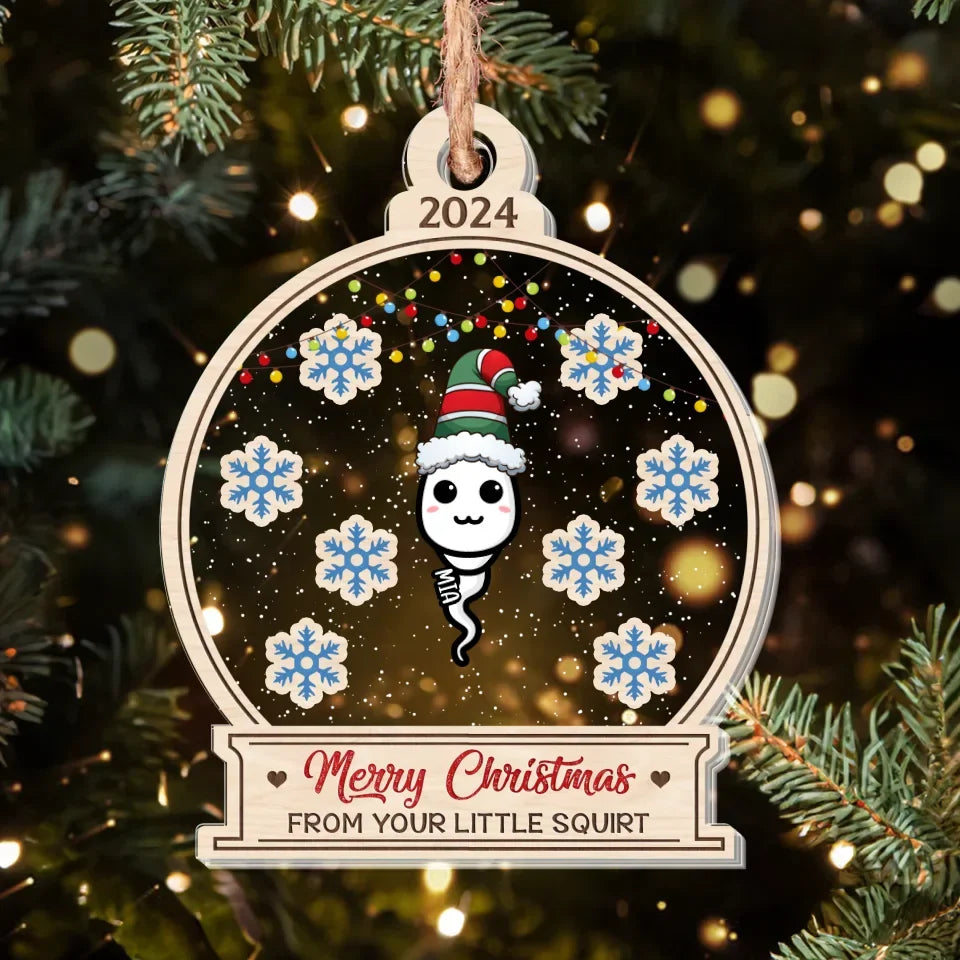 Personalized Christmas 3 Layered Shaker Ornament -  Gift Idea For Father/Mother - Up to 10 Kids - Merry Christmas From Your Little Squirts