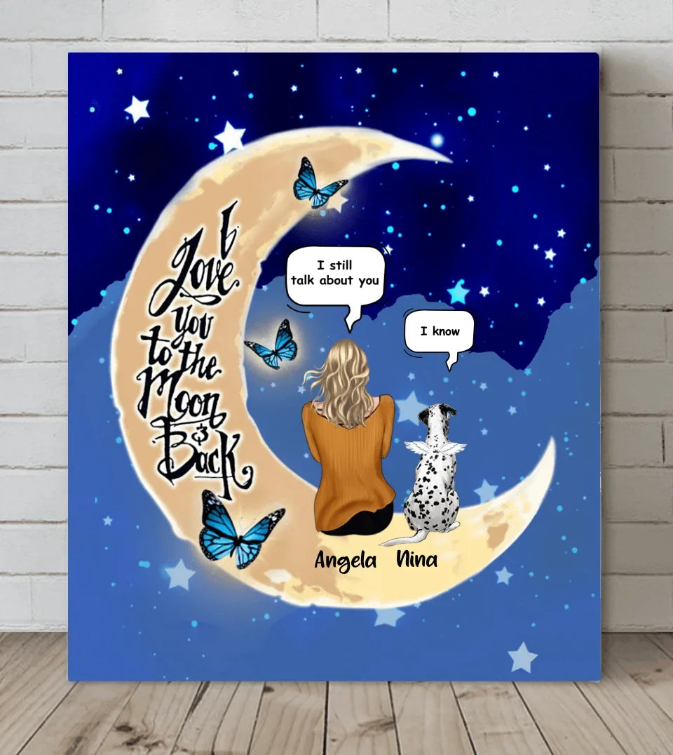 Personalized Memorial Pet Ornament - Up to 4 Pets - Best Gift For Dog/Cat Lover - I Love You To The Moon & Back