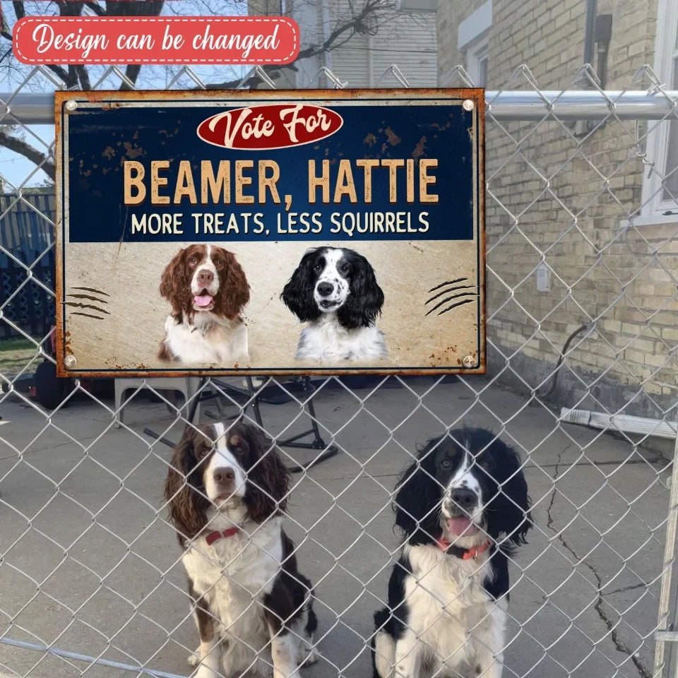 Personalized Vote For Pet Metal Sign - Up to 5 Dogs/Cats - Gift Idea For Pet Lover - Make Pets Save Again
