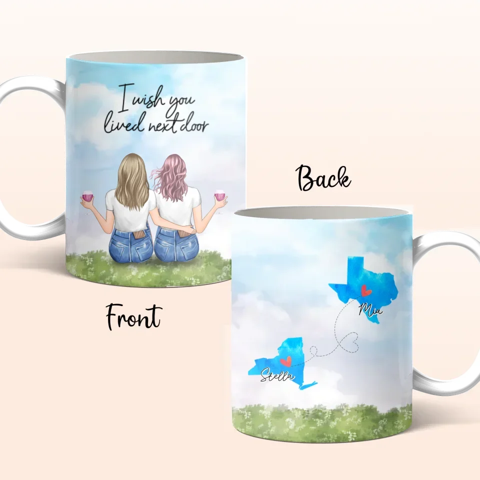 Personalized Best Friends Coffee Mug - Gift Idea For Best Friends/Birthday - I Wish You Lived Next Door